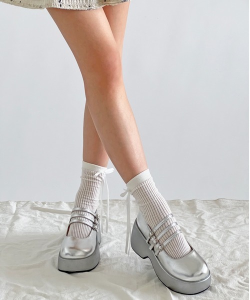 Shoes in Closet（シューズインクローゼット）の「【ZOZO CM 畑芽育さん着用アイテム】厚底 プラットフォーム トリプル ストラップ キャッチー メリージェーン 939（パンプス・レディース・ブラック/シルバー・M/S/LL/L）」の22枚目の写真