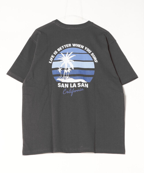 ムラサキスポーツ(ムラサキスポーツ)の「SAN LA SAN/サンラサン SLTシャツ【サークルボーダー】 MOSL24SM003(Tシャツ/カットソー・メンズ・グレイッシュブルー/ホワイト/チャコール・L/M)」の4枚目の写真