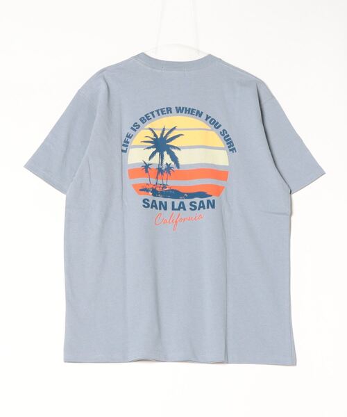 ムラサキスポーツ(ムラサキスポーツ)の「SAN LA SAN/サンラサン SLTシャツ【サークルボーダー】 MOSL24SM003(Tシャツ/カットソー・メンズ・グレイッシュブルー/ホワイト/チャコール・L/M)」の5枚目の写真
