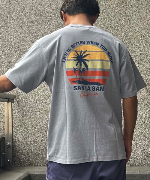 ムラサキスポーツ(ムラサキスポーツ)の「SAN LA SAN/サンラサン SLTシャツ【サークルボーダー】 MOSL24SM003(Tシャツ/カットソー・メンズ・グレイッシュブルー/ホワイト/チャコール・L/M)」の3枚目の写真