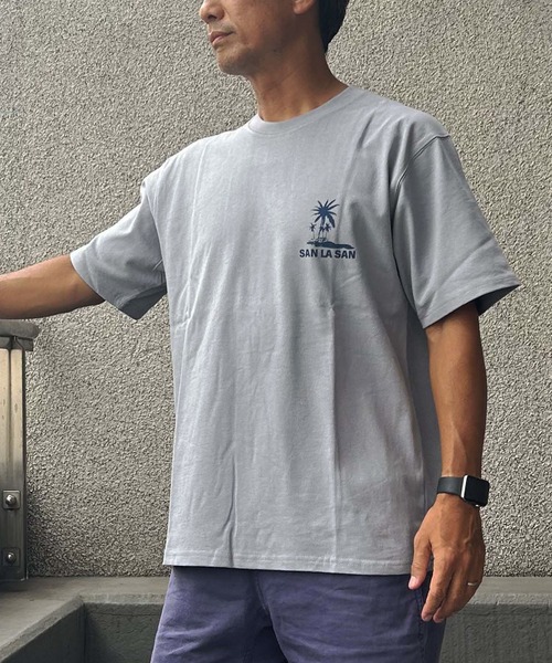 ムラサキスポーツ(ムラサキスポーツ)の「SAN LA SAN/サンラサン SLTシャツ【サークルボーダー】 MOSL24SM003(Tシャツ/カットソー・メンズ・グレイッシュブルー/ホワイト/チャコール・L/M)」の14枚目の写真