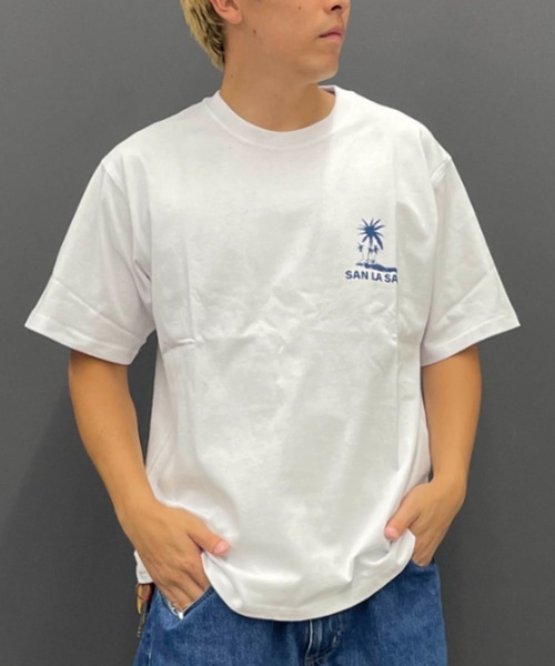 ムラサキスポーツ(ムラサキスポーツ)の「SAN LA SAN/サンラサン SLTシャツ【サークルボーダー】 MOSL24SM003(Tシャツ/カットソー・メンズ・グレイッシュブルー/ホワイト/チャコール・L/M)」の6枚目の写真