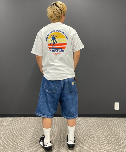 ムラサキスポーツ(ムラサキスポーツ)の「SAN LA SAN/サンラサン SLTシャツ【サークルボーダー】 MOSL24SM003(Tシャツ/カットソー・メンズ・グレイッシュブルー/ホワイト/チャコール・L/M)」の7枚目の写真