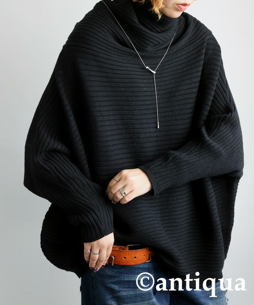 antiqua（アンティカ）の「タートルドルマンニット（ニット/セーター・レディース・ベージュ系その他/ブラック・ONESIZE）」の6枚目の写真