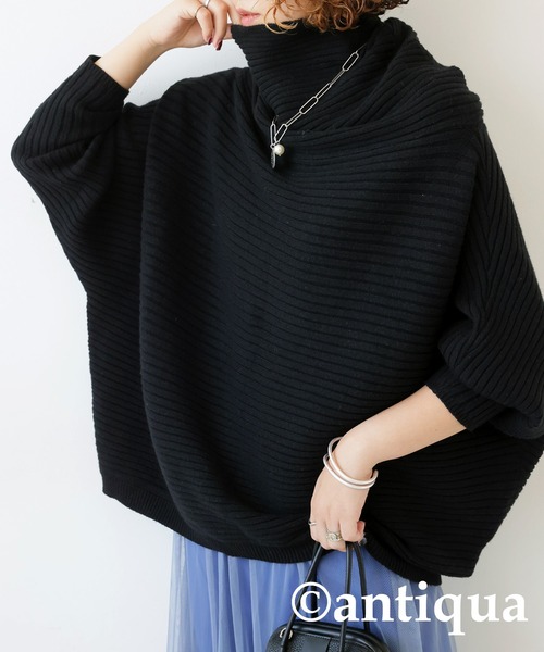 antiqua（アンティカ）の「タートルドルマンニット（ニット/セーター・レディース・ベージュ系その他/ブラック・ONESIZE）」の11枚目の写真