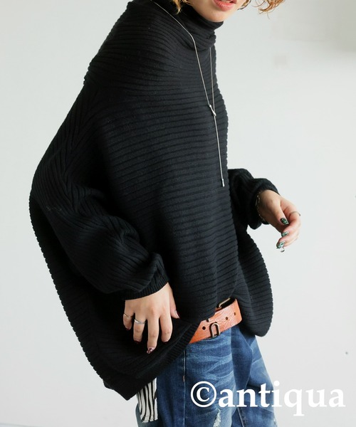 antiqua（アンティカ）の「タートルドルマンニット（ニット/セーター・レディース・ベージュ系その他/ブラック・ONESIZE）」の9枚目の写真