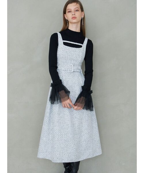 MERCURYDUO（マーキュリーデュオ）の「異素材フレアスリーブニット（ニット/セーター・レディース・パープル/オフホワイト/ブラック・FREE）」の6枚目の写真