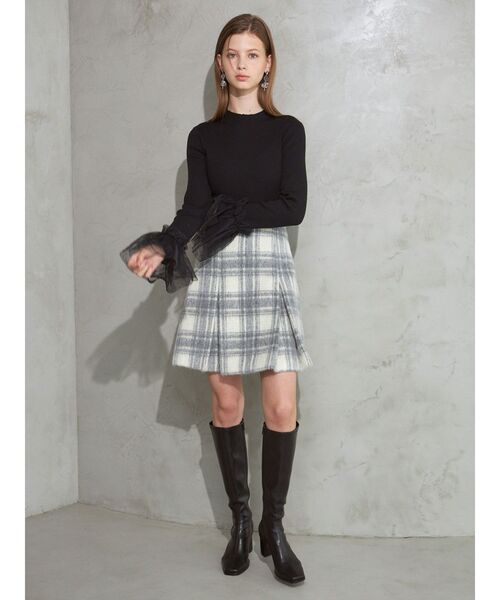 MERCURYDUO（マーキュリーデュオ）の「異素材フレアスリーブニット（ニット/セーター・レディース・パープル/オフホワイト/ブラック・FREE）」の14枚目の写真