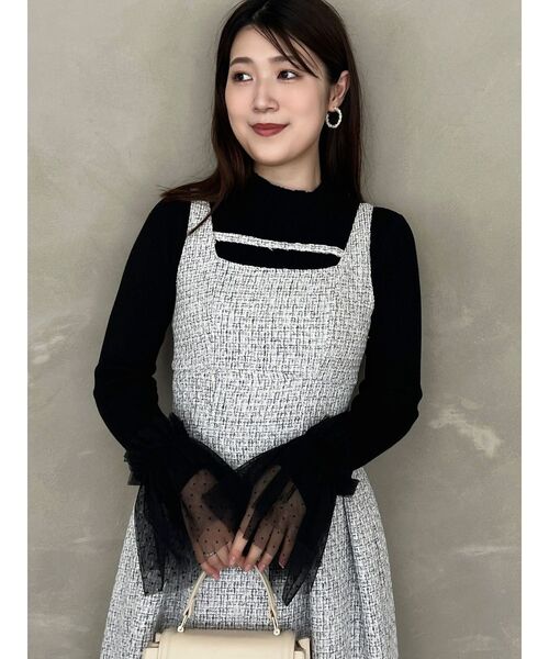 MERCURYDUO（マーキュリーデュオ）の「異素材フレアスリーブニット（ニット/セーター・レディース・パープル/オフホワイト/ブラック・FREE）」の19枚目の写真