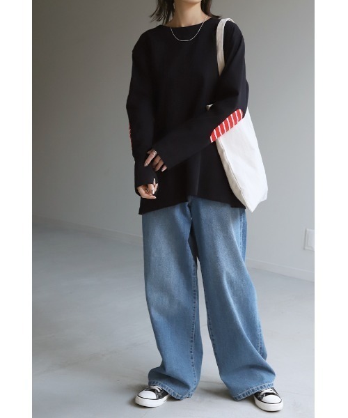 HUG.U(ハグユー)の「肘パッチカットソー(Tシャツ/カットソー・レディース・ネイビー/ホワイト/ブラック・FREE)」の10枚目の写真