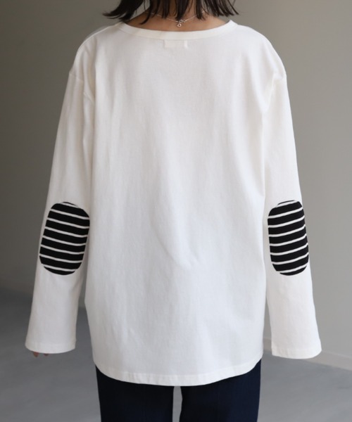 HUG.U(ハグユー)の「肘パッチカットソー(Tシャツ/カットソー・レディース・ネイビー/ホワイト/ブラック・FREE)」の7枚目の写真