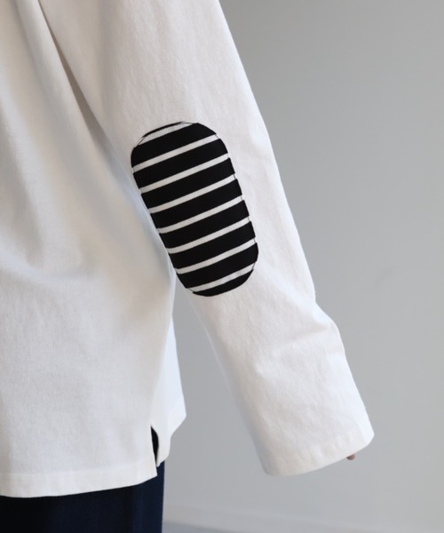 HUG.U(ハグユー)の「肘パッチカットソー(Tシャツ/カットソー・レディース・ネイビー/ホワイト/ブラック・FREE)」の6枚目の写真