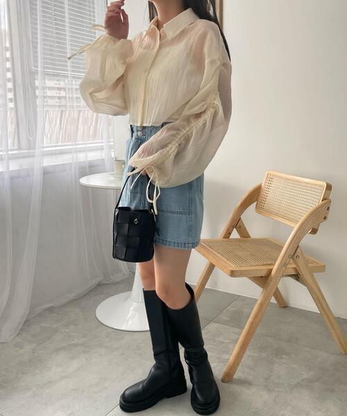 WEGO(ウィゴー)の「WEGO/楊柳シアードロストショートシャツ(シャツ/ブラウス・レディース・アイボリー/ピンク・FREE)」の13枚目の写真