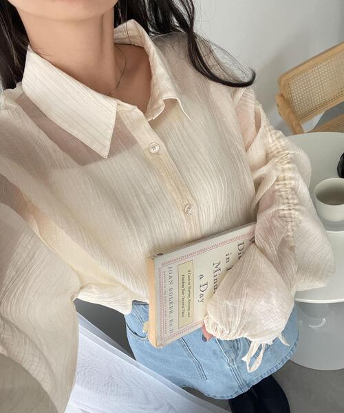 WEGO(ウィゴー)の「WEGO/楊柳シアードロストショートシャツ(シャツ/ブラウス・レディース・アイボリー/ピンク・FREE)」の15枚目の写真