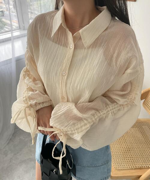 WEGO(ウィゴー)の「WEGO/楊柳シアードロストショートシャツ(シャツ/ブラウス・レディース・アイボリー/ピンク・FREE)」の17枚目の写真