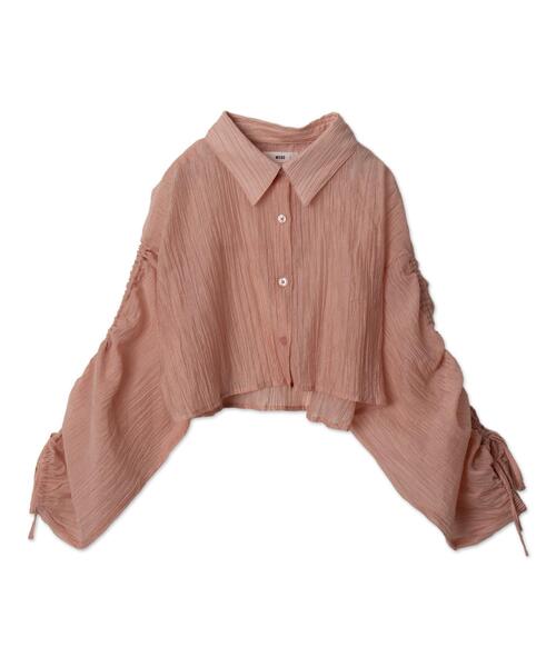 WEGO(ウィゴー)の「WEGO/楊柳シアードロストショートシャツ(シャツ/ブラウス・レディース・アイボリー/ピンク・FREE)」の12枚目の写真