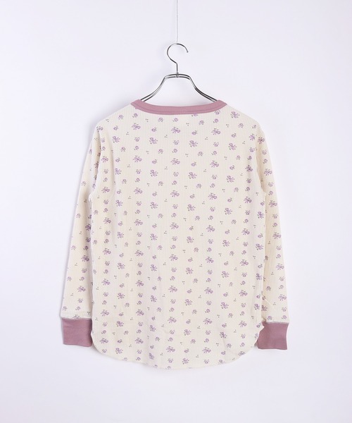 JEMORGAN(ジェーイーモーガン)の「JEMORGAN / ジェーイーモーガン ワッフル花柄 サーマルクレリックロンT(Tシャツ/カットソー・レディース・ストライプ/パープル/ターコイズブルー・FREE)」の6枚目の写真