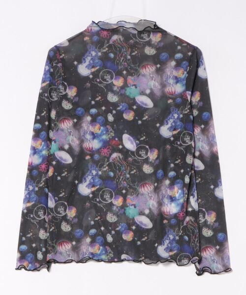 ScoLar（スカラー）の「143625：花・宇宙クラゲ・アニマル 3柄展開 ラメニットソーインナーTシャツ（Tシャツ/カットソー・レディース・グリーン/ブラック/オフホワイト・M）」の7枚目の写真