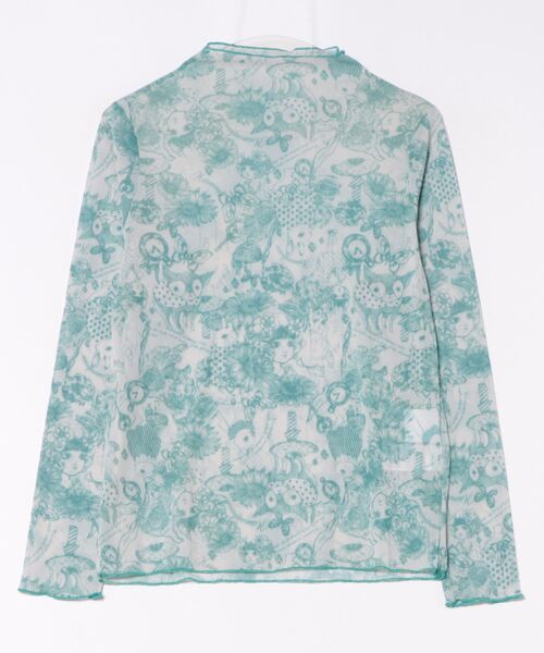 ScoLar（スカラー）の「143625：花・宇宙クラゲ・アニマル 3柄展開 ラメニットソーインナーTシャツ（Tシャツ/カットソー・レディース・グリーン/ブラック/オフホワイト・M）」の6枚目の写真