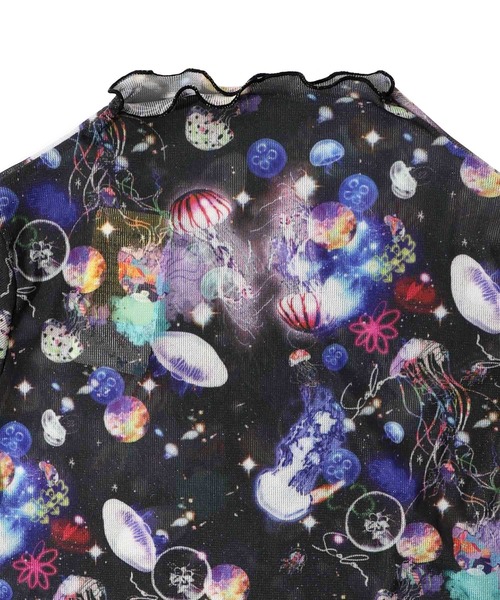 ScoLar（スカラー）の「143625：花・宇宙クラゲ・アニマル 3柄展開 ラメニットソーインナーTシャツ（Tシャツ/カットソー・レディース・グリーン/ブラック/オフホワイト・M）」の20枚目の写真