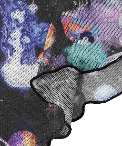 ScoLar（スカラー）の「143625：花・宇宙クラゲ・アニマル 3柄展開 ラメニットソーインナーTシャツ（Tシャツ/カットソー・レディース・グリーン/ブラック/オフホワイト・M）」の17枚目の写真