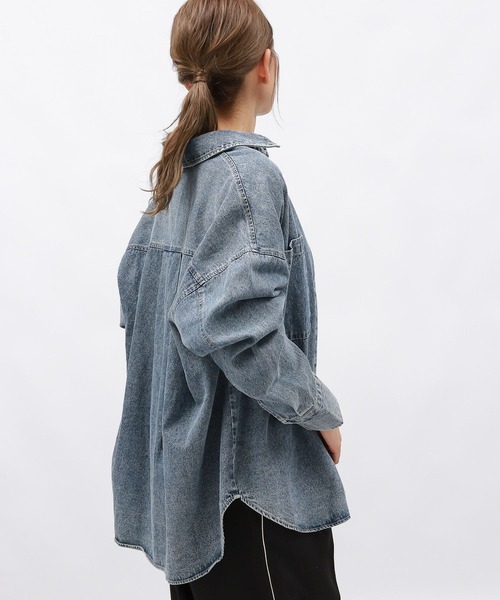 LAKOLE（ラコレ）の「ケミカルウォッシュシャツ長袖 / 140262（シャツ/ブラウス・レディース・ブラック/ライトブルー/グレー/ブルー系7/ブルー系1・FREE）」の17枚目の写真