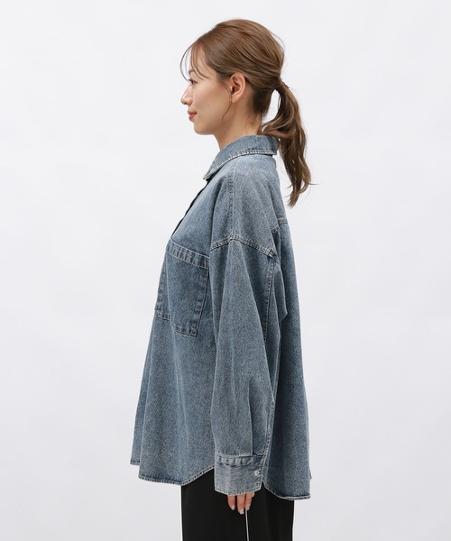 LAKOLE（ラコレ）の「ケミカルウォッシュシャツ長袖 / 140262（シャツ/ブラウス・レディース・ブラック/ライトブルー/グレー/ブルー系7/ブルー系1・FREE）」の14枚目の写真