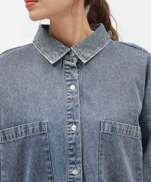 LAKOLE（ラコレ）の「ケミカルウォッシュシャツ長袖 / 140262（シャツ/ブラウス・レディース・ブラック/ライトブルー/グレー/ブルー系7/ブルー系1・FREE）」の12枚目の写真