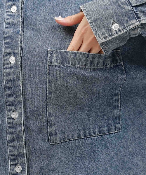 LAKOLE（ラコレ）の「ケミカルウォッシュシャツ長袖 / 140262（シャツ/ブラウス・レディース・ブラック/ライトブルー/グレー/ブルー系7/ブルー系1・FREE）」の9枚目の写真