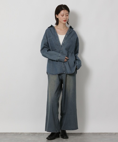 しし丸ページ セール】ケミカルウォッシュシャツ長袖 / 140262（シャツ