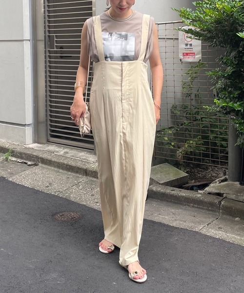 couchu.me(クーシュミー)の「【couchu.me】ハイウェストロングジャンスカ(ワンピース・レディース・ベージュ/カーキ/チャコールグレー・FREE)」の2枚目の写真