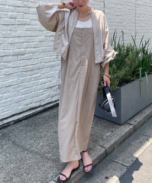 couchu.me(クーシュミー)の「【couchu.me】ハイウェストロングジャンスカ(ワンピース・レディース・ベージュ/カーキ/チャコールグレー・FREE)」の3枚目の写真