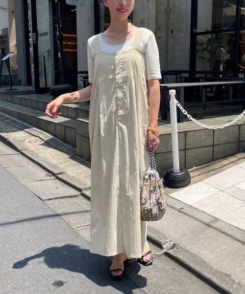couchu.me(クーシュミー)の「【couchu.me】ハイウェストロングジャンスカ(ワンピース・レディース・ベージュ/カーキ/チャコールグレー・FREE)」の5枚目の写真