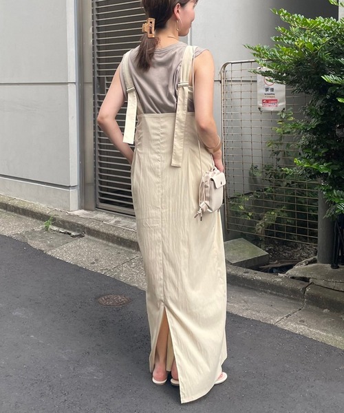 couchu.me(クーシュミー)の「【couchu.me】ハイウェストロングジャンスカ(ワンピース・レディース・ベージュ/カーキ/チャコールグレー・FREE)」の9枚目の写真