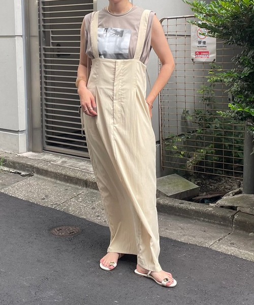 couchu.me(クーシュミー)の「【couchu.me】ハイウェストロングジャンスカ(ワンピース・レディース・ベージュ/カーキ/チャコールグレー・FREE)」の10枚目の写真