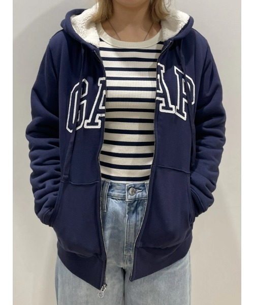 GAP ロゴ 裏ボア ジップアップパーカー L Gap公式オンラインストア