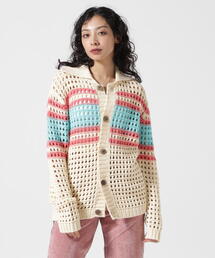 カーディガン VOLTAGE CONTROL FILTER/ヴォルテージコントロールフィルター/MESH BORDER KNIT CARDIGAN レ VOLTAGE CONTROL FILTER カーディガン FILTER/ヴォルテージ