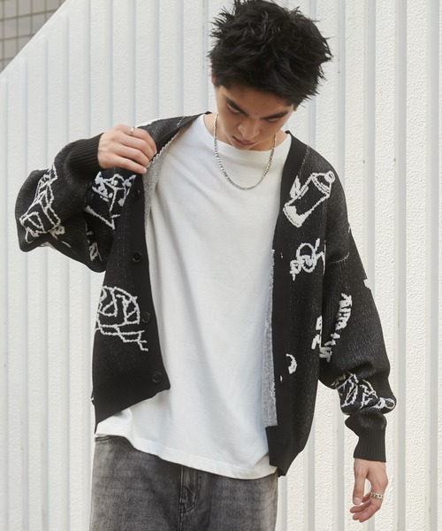 WEGO(ウィゴー)の「WEGO/ベロアモールグラフィティカーディガン(カーディガン/ボレロ・メンズ・ホワイト/ブラック・LARGE/MEDIUM)」の14枚目の写真