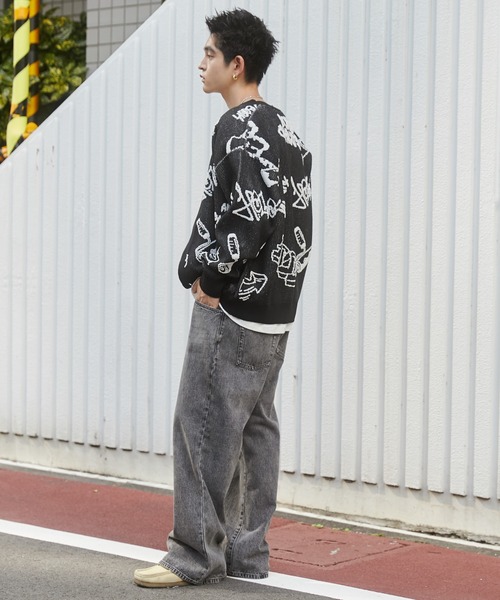 WEGO(ウィゴー)の「WEGO/ベロアモールグラフィティカーディガン(カーディガン/ボレロ・メンズ・ホワイト/ブラック・LARGE/MEDIUM)」の16枚目の写真