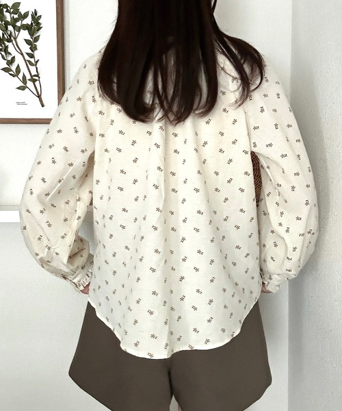 ６UNITEDARROWSの柄ブラウスシャツ☆ 花柄ノーカラーブラウス（シャツ/ブラウス）｜Cham.（チャム）の