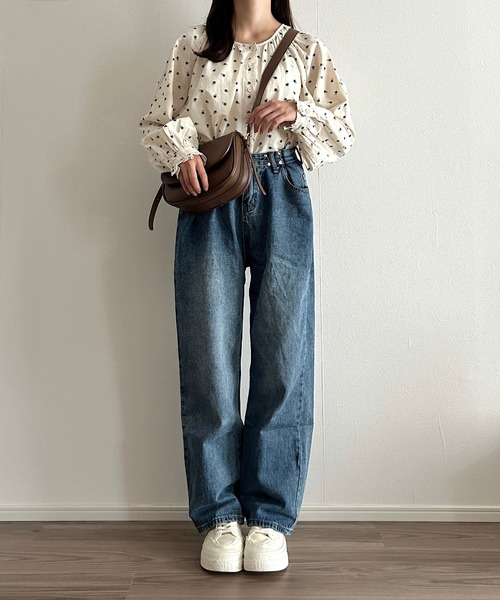 Cham.（チャム）の「花柄ノーカラーブラウス（シャツ/ブラウス・レディース・レッド/ブラウン/ネイビー・F）」の18枚目の写真