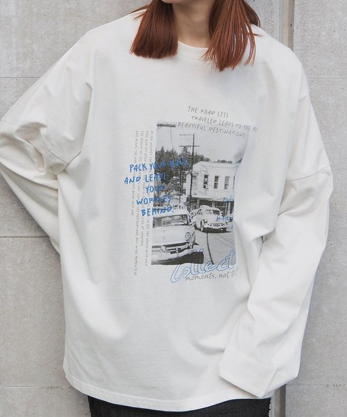 tiptop（ティップトップ）の「ヴィンテージプリントBIGロンT（Tシャツ/カットソー・レディース・アイボリー/ブラック/ブラック系その他2/ブラック系その他/ホワイト系その他/ブラック系その他4/ホワイト系その他2/ブラック系その他3・FREE）」の4枚目の写真