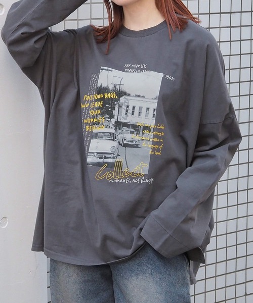 tiptop（ティップトップ）の「ヴィンテージプリントBIGロンT（Tシャツ/カットソー・レディース・アイボリー/ブラック/ブラック系その他2/ブラック系その他/ホワイト系その他/ブラック系その他4/ホワイト系その他2/ブラック系その他3・FREE）」の8枚目の写真