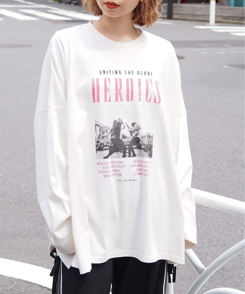 tiptop（ティップトップ）の「ヴィンテージプリントBIGロンT（Tシャツ/カットソー・レディース・アイボリー/ブラック/ブラック系その他2/ブラック系その他/ホワイト系その他/ブラック系その他4/ホワイト系その他2/ブラック系その他3・FREE）」の9枚目の写真