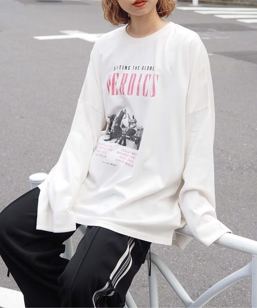 tiptop（ティップトップ）の「ヴィンテージプリントBIGロンT（Tシャツ/カットソー・レディース・アイボリー/ブラック/ブラック系その他2/ブラック系その他/ホワイト系その他/ブラック系その他4/ホワイト系その他2/ブラック系その他3・FREE）」の11枚目の写真