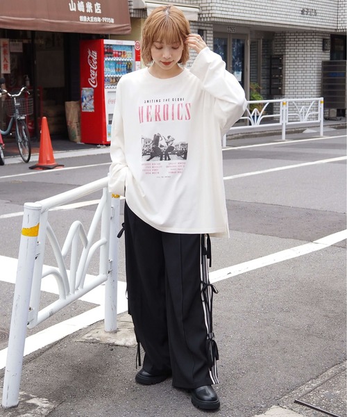 tiptop（ティップトップ）の「ヴィンテージプリントBIGロンT（Tシャツ/カットソー・レディース・アイボリー/ブラック/ブラック系その他2/ブラック系その他/ホワイト系その他/ブラック系その他4/ホワイト系その他2/ブラック系その他3・FREE）」の12枚目の写真