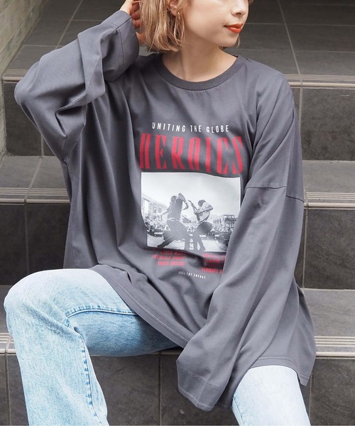 tiptop（ティップトップ）の「ヴィンテージプリントBIGロンT（Tシャツ/カットソー・レディース・アイボリー/ブラック/ブラック系その他2/ブラック系その他/ホワイト系その他/ブラック系その他4/ホワイト系その他2/ブラック系その他3・FREE）」の17枚目の写真