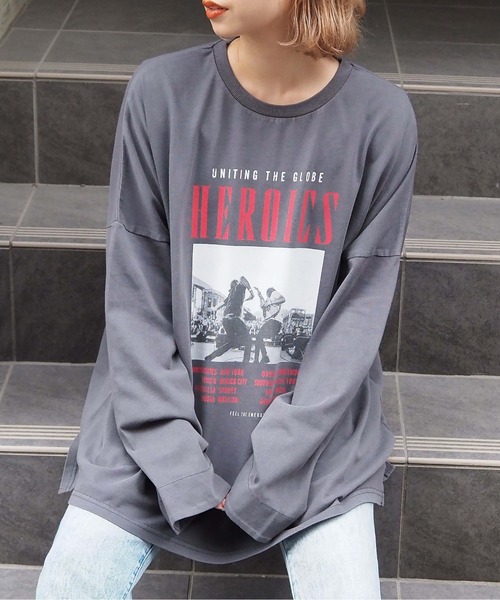 tiptop（ティップトップ）の「ヴィンテージプリントBIGロンT（Tシャツ/カットソー・レディース・アイボリー/ブラック/ブラック系その他2/ブラック系その他/ホワイト系その他/ブラック系その他4/ホワイト系その他2/ブラック系その他3・FREE）」の18枚目の写真