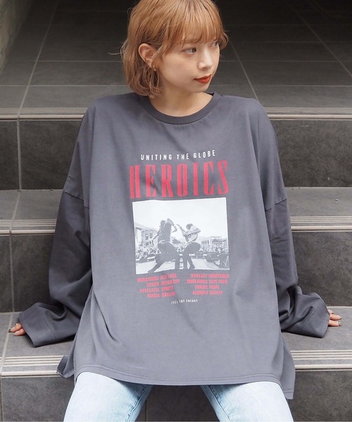 tiptop（ティップトップ）の「ヴィンテージプリントBIGロンT（Tシャツ/カットソー・レディース・アイボリー/ブラック/ブラック系その他2/ブラック系その他/ホワイト系その他/ブラック系その他4/ホワイト系その他2/ブラック系その他3・FREE）」の19枚目の写真