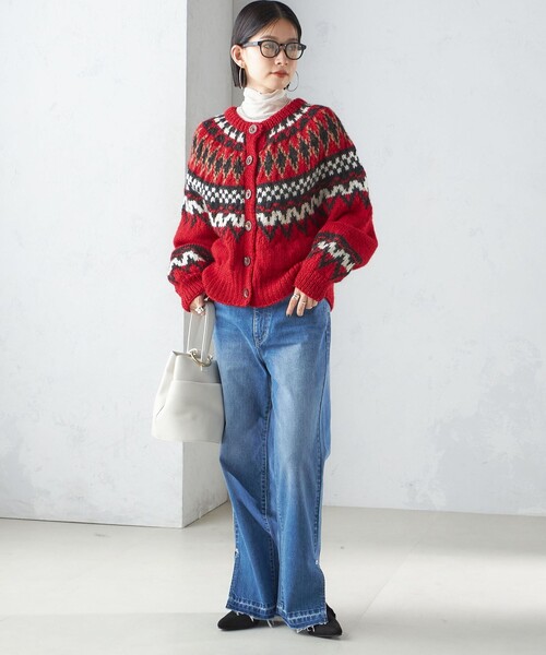 SHIPS(シップス)の「【SHIPS別注】KHWOPA:2way ノルディック セーター(ニット/セーター・レディース・レッド/ダークグレー・ONE SIZE)」の10枚目の写真